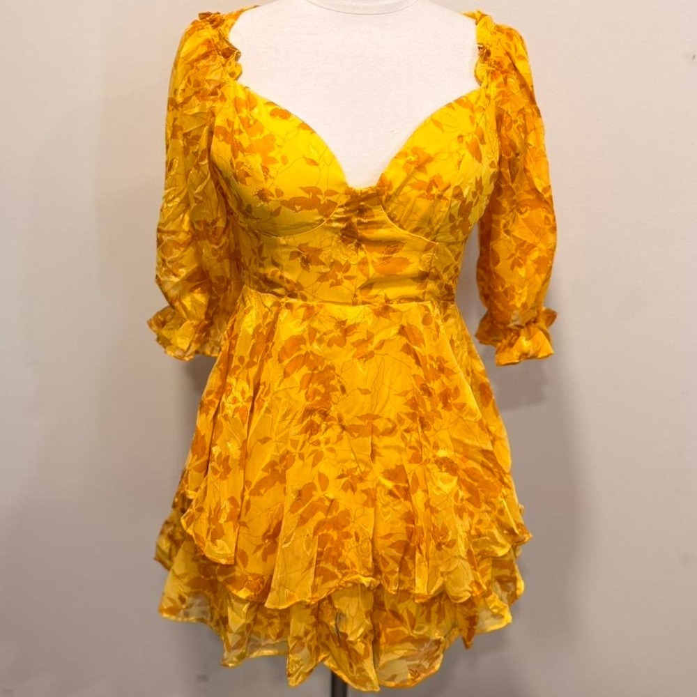 Yellow Ruffle Mini Romper Dress 💛✨ - Picture 2 of 3